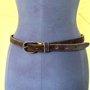 Vintage Suede belt size 32 Hickok leather navy blue retro thin 90s preppy‎